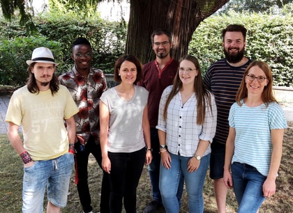 von links: Jens Werstein (Semesterpraktikant), Arnold Etsoh, Katharina Bastam, Michael Sturm, Wiebke Buisker (Semesterpraktikantin), Fabian Schröder, Stephanie Grimme