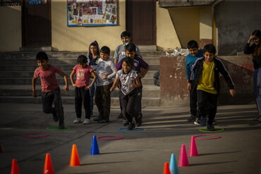 Kinder beim H&uuml;tchenlauf